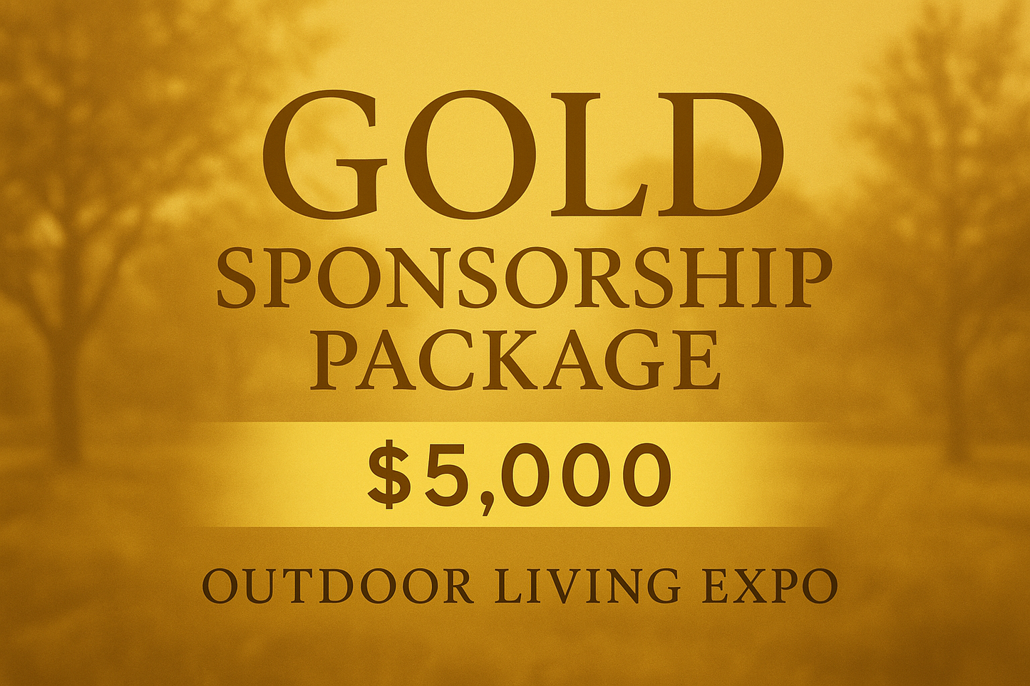 Gold Sponsorship Package image featuring gold/amber tones representing the $5,000 tier with outdoor elements