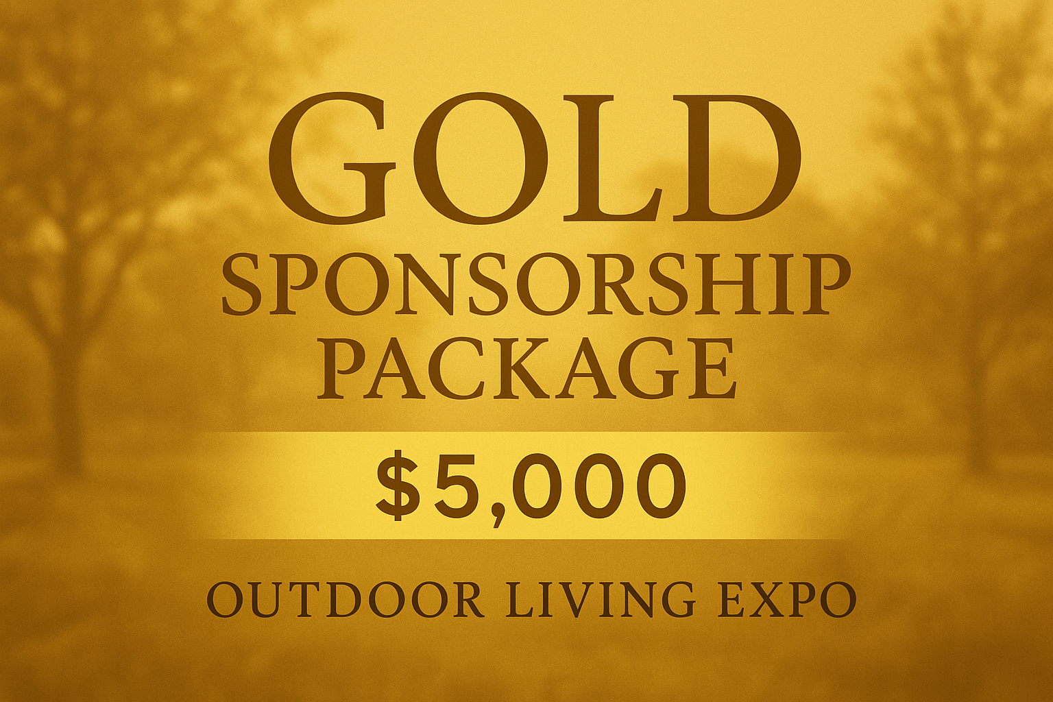 Gold Sponsorship Package image featuring gold/amber tones representing the $5,000 tier with outdoor elements
